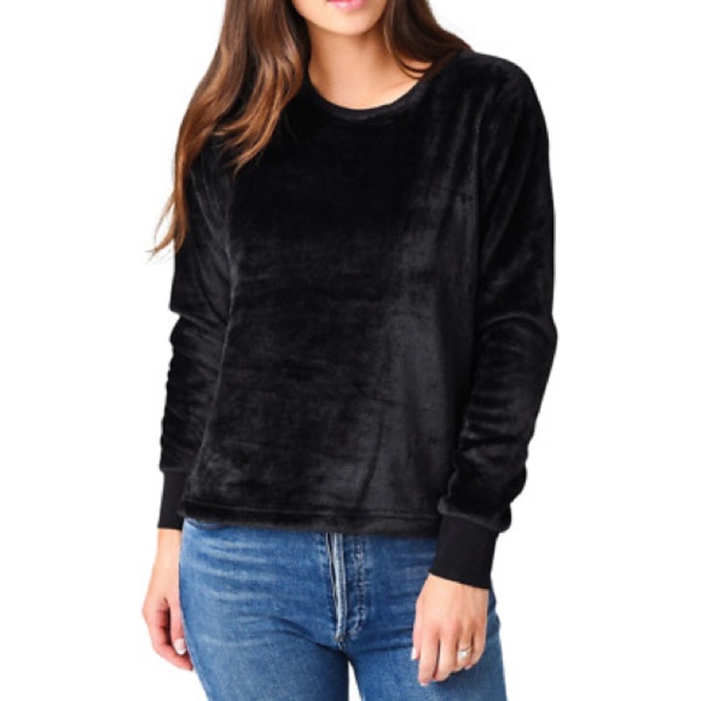 GAIAM Black Velvet Crew Neck Sweater